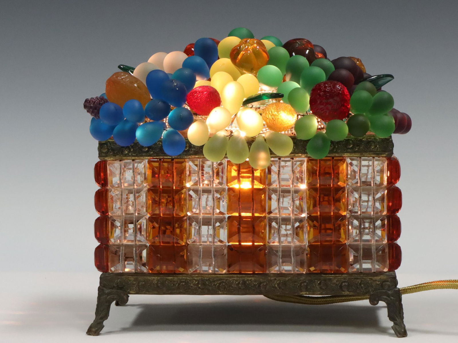 Czech Beaded Glass Fruit Basket Lamp (1 of 4)