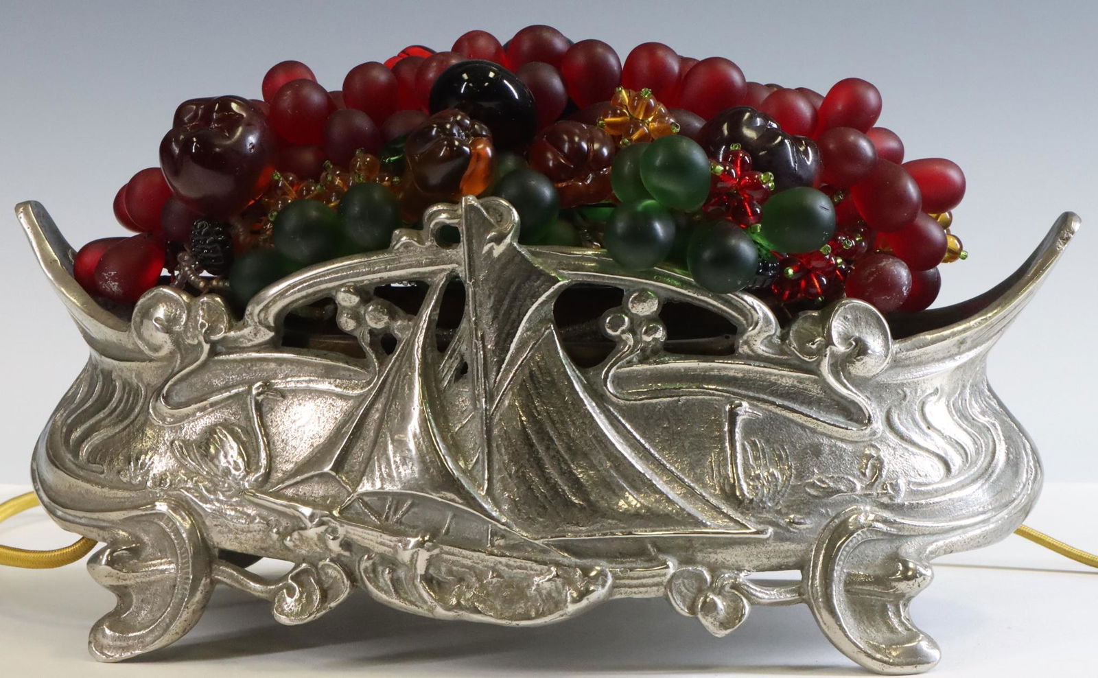 Czech Colored Glass Fruit Basket Table Lamp (1 of 4)