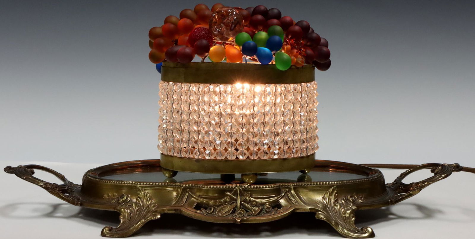 Art Deco Fruit Basket Lamp with Plateau (1 of 5)