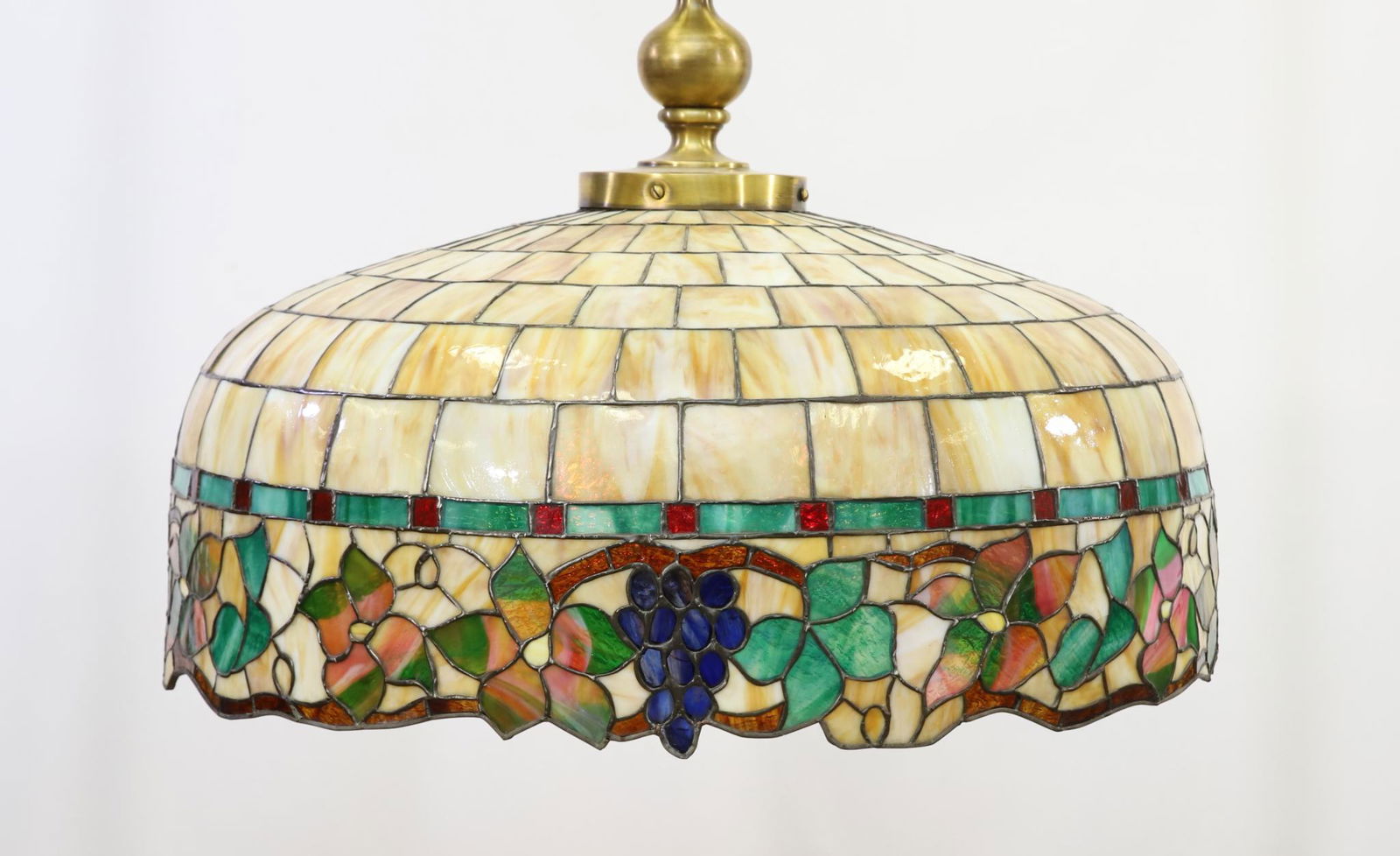 Leaded Slag Glass Hanging Lamp (1 of 14)