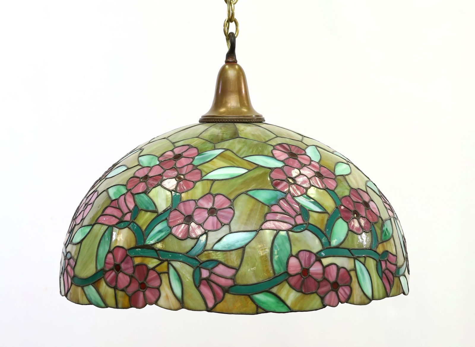 Leaded Slag Glass Hanging Lamp (1 of 10)