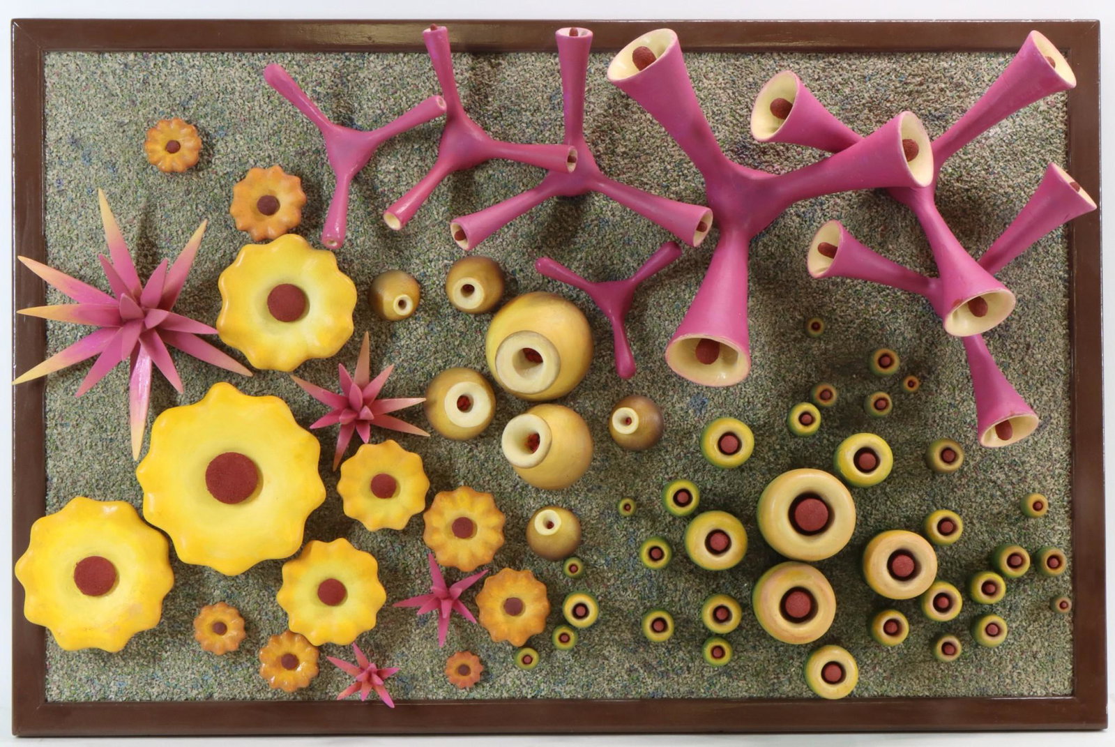 Franz Jozef Ponstingl (1927 - 2004): Oil on wood, "Lifespring" From one of the artists "Wall Furniture" series'. This particular piece is "water" the first in a series depicting mans basic needs. 34.5"h x 22.5"w **Please Note: This item 