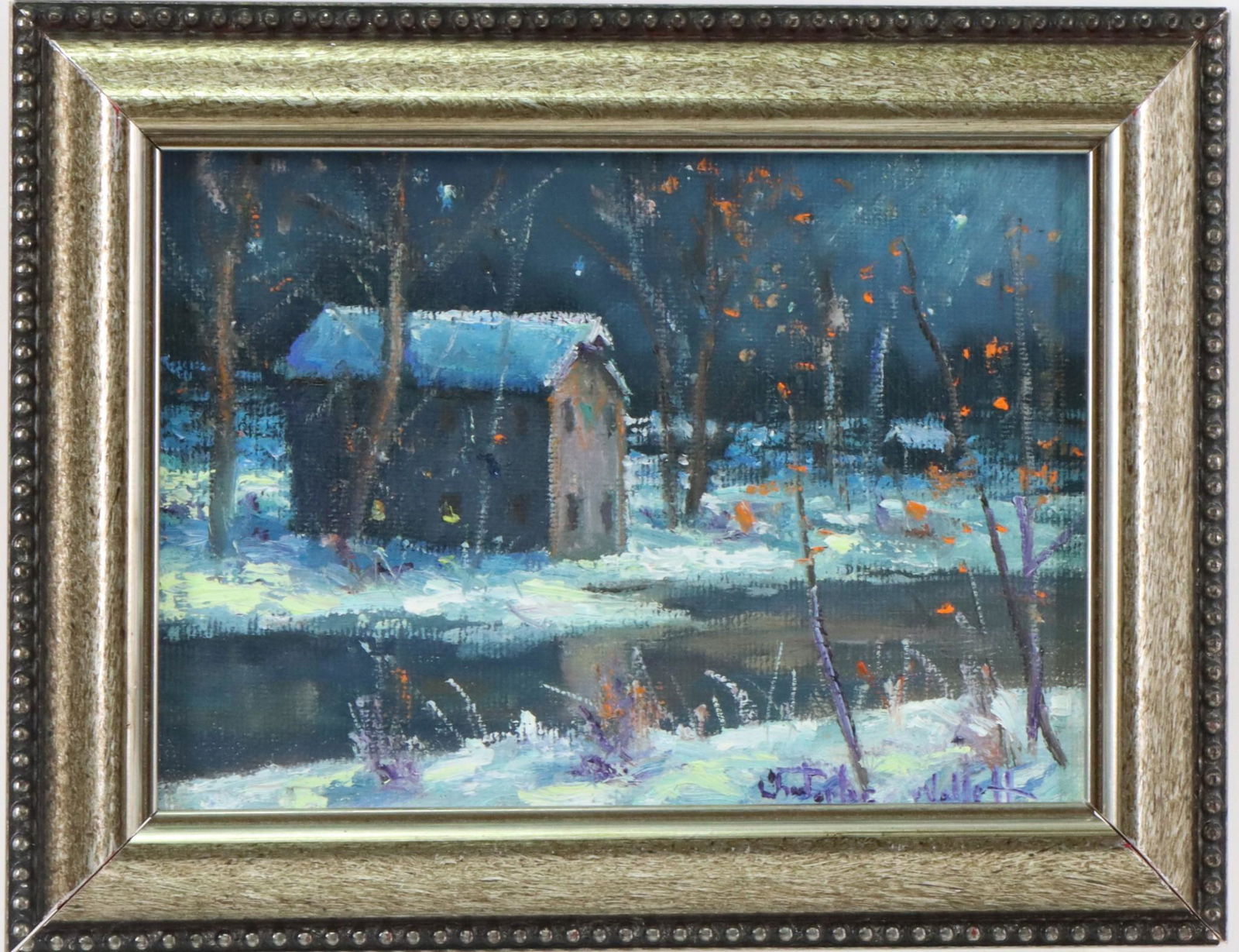 Christopher G. Willett (Born 1959): Oil on board, Mill on Neshaminy Creek, Bucks County, SLR. 5"h x 7"w and 6.75"h x 9.75"w framed