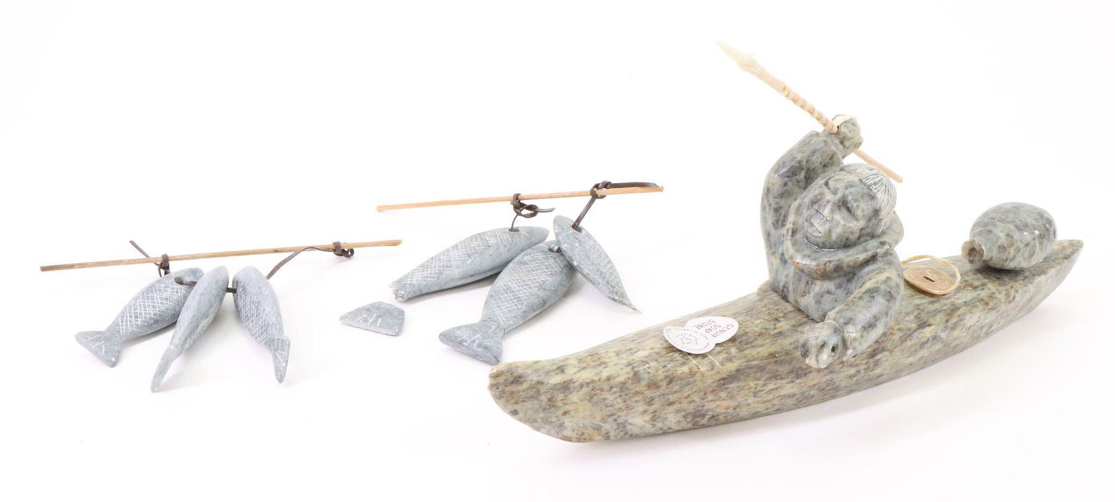 Inuit Carvings of an Eskimo and Fish (1 of 10)