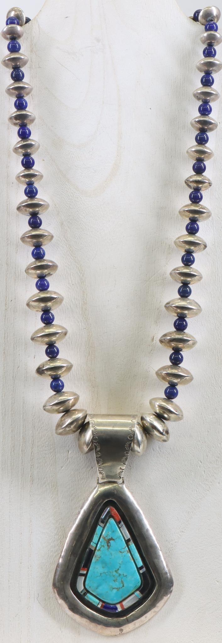 Sterling Silver Turquoise, Lapis Necklace (1 of 5)