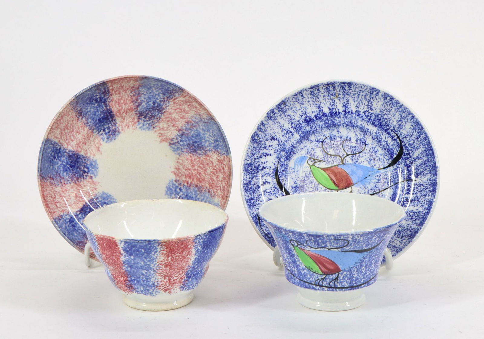 Spatterware Cups and Saucers (1 of 8)