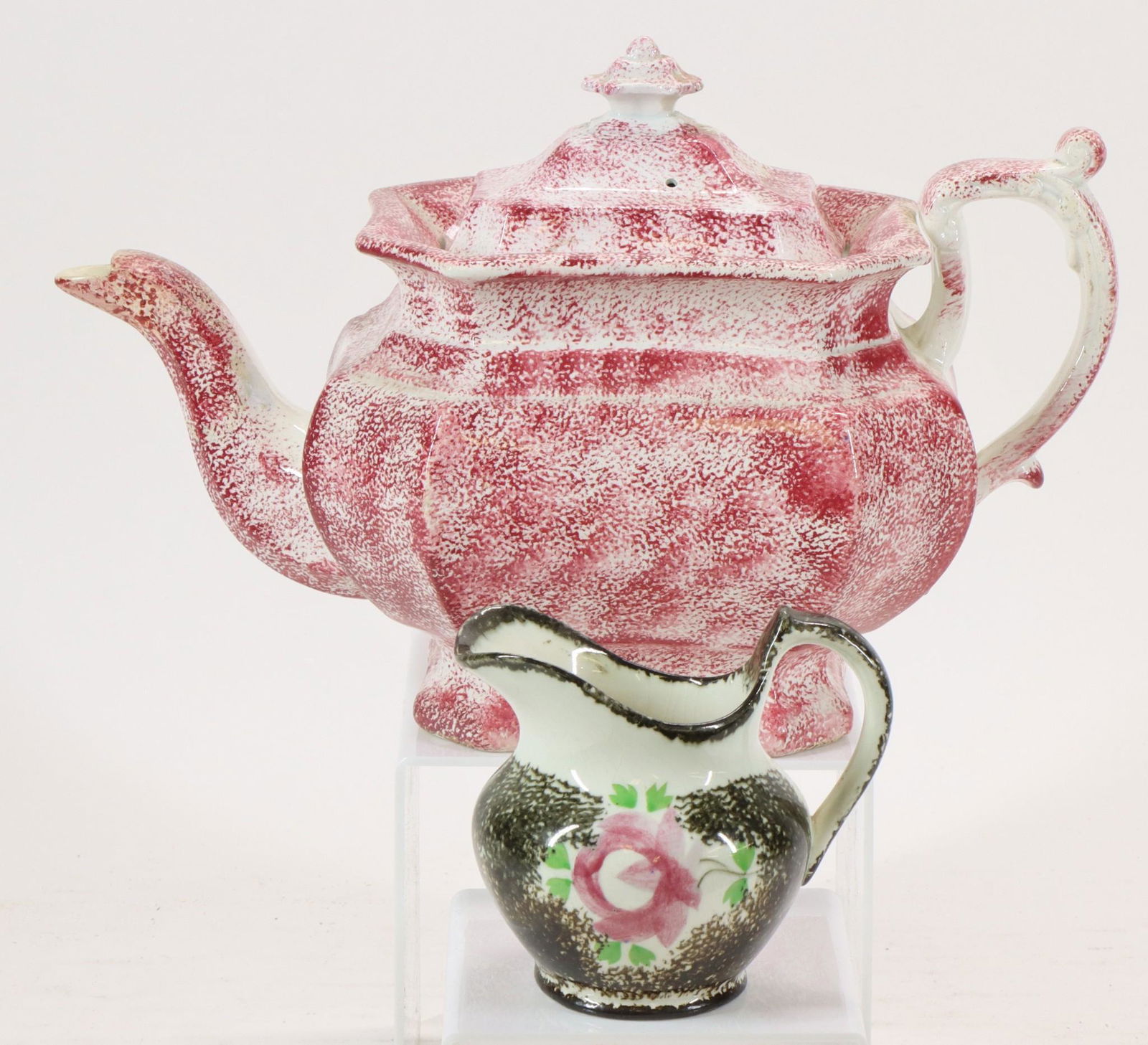 Spatterware Teapot and Creamer (1 of 10)