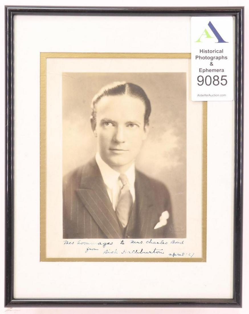 Autograph of Richard Halliburton-Adventurer: Autographed photograph of Richard Halliburton (1900 -went missing March 24,1939) American travel writer and adventurer who disappeared at sea while attempting to sail a Chinese junk from Hong Kong to 