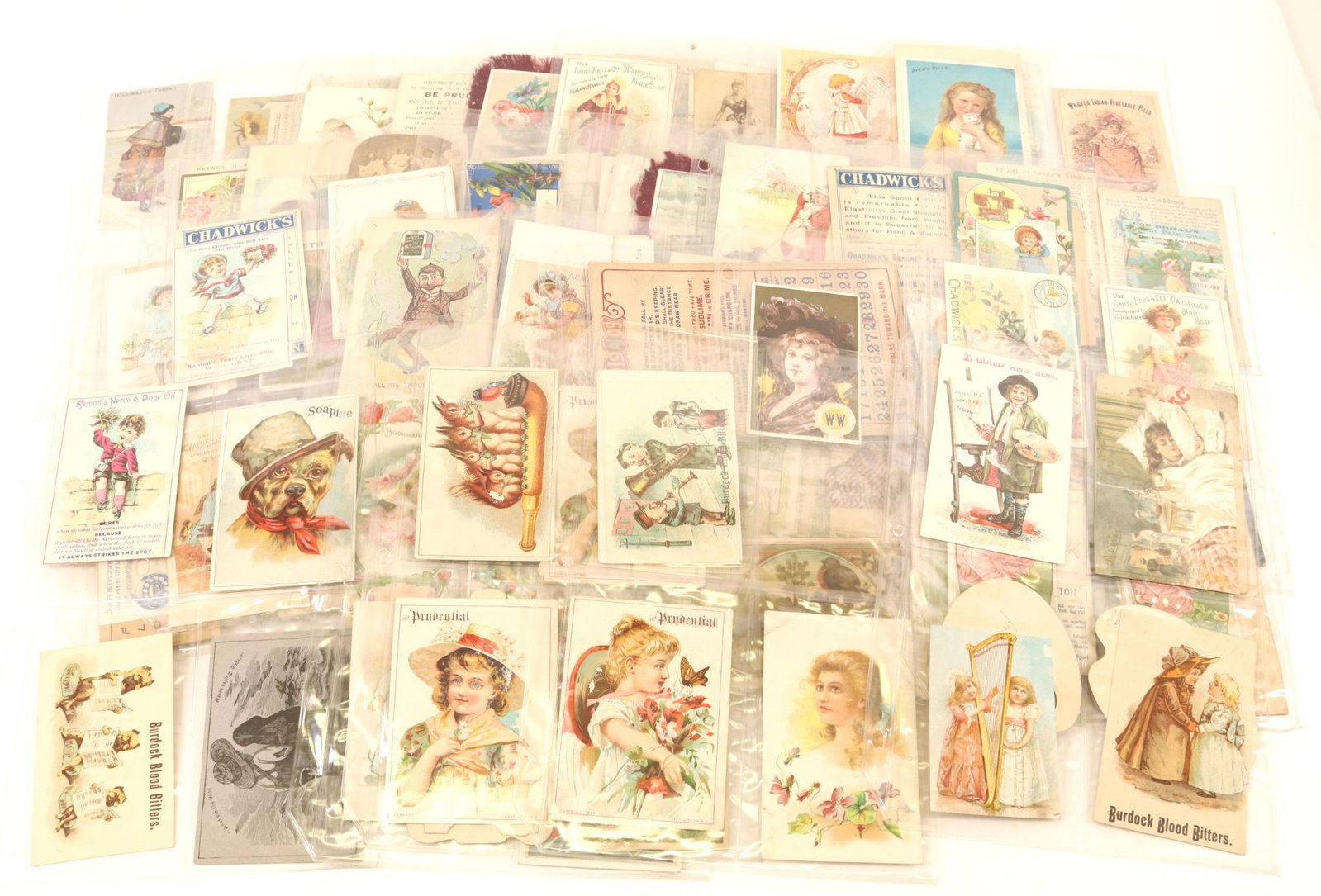 Advertising Trade Cards, Bookmarks and Ephemera: Collection of 221 advertising trade cards, tobacco cards, bookmarks and miscellaneous ephemera. Late 19th/early 20th century.