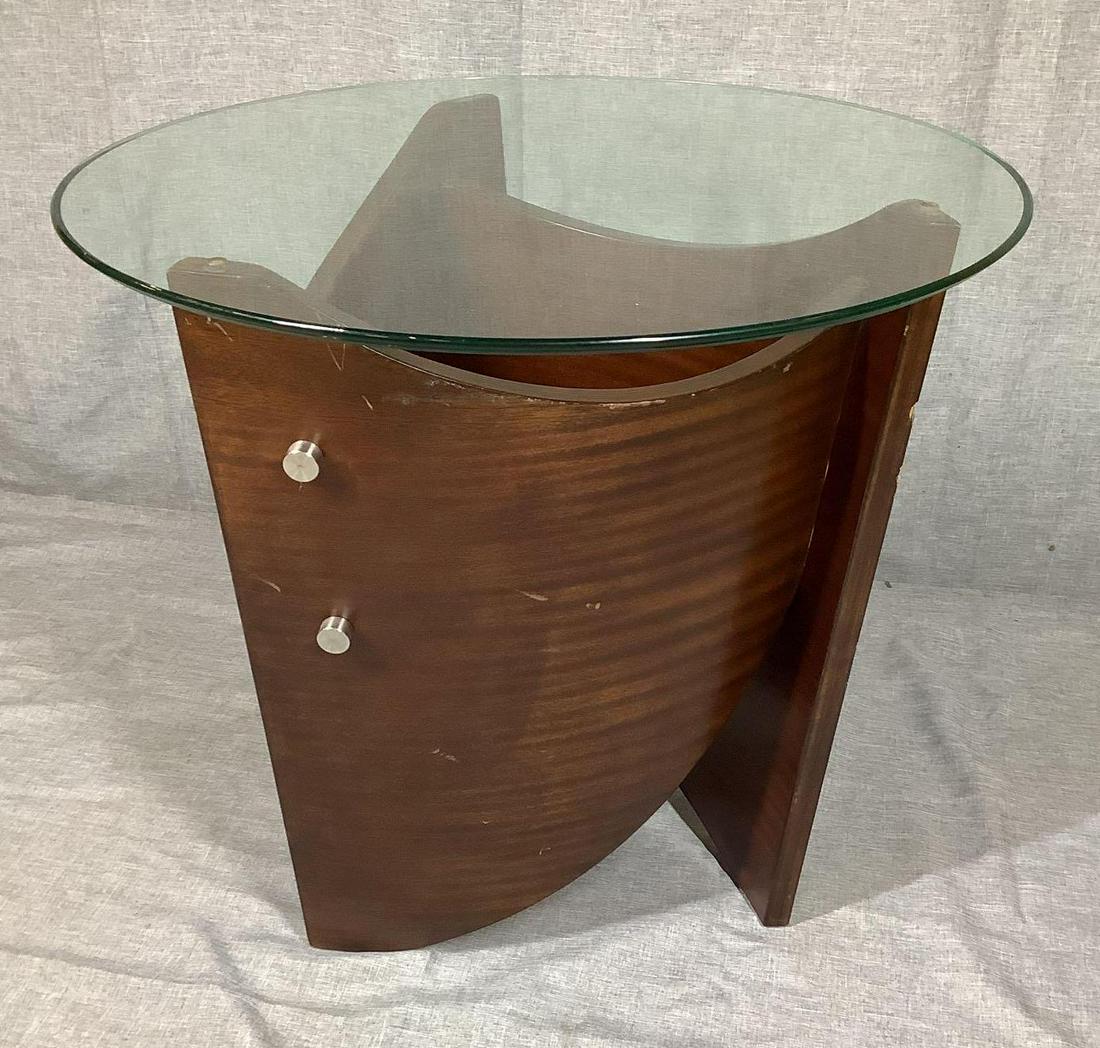 Contour Wood and Glass Top Round End Table (1 of 6)