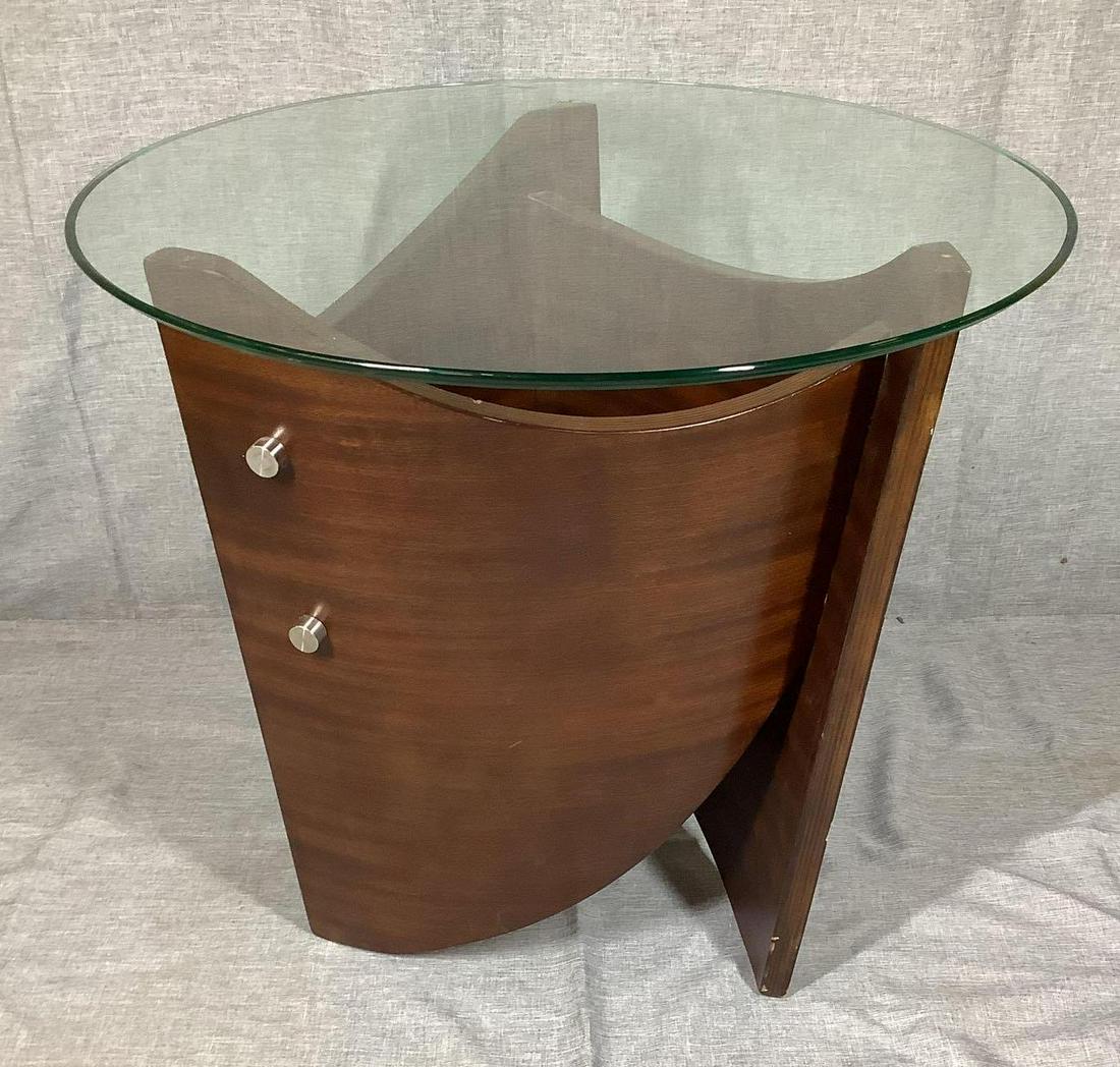 Contour Wood and Glass Top Round End Table (1 of 5)