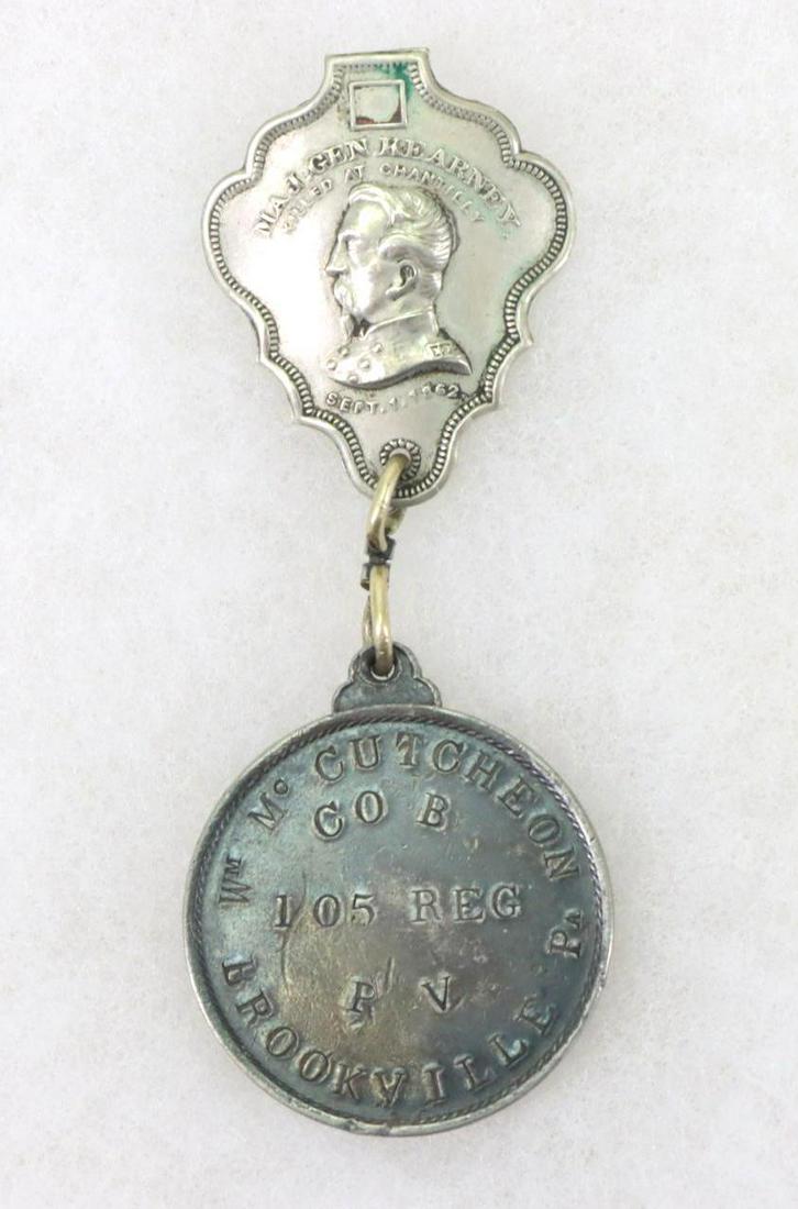 Kearney Shield & Identification Disc of William McCutcheon, 105th Pennsylvania-Wounded Gettysburg, (1 of 6)