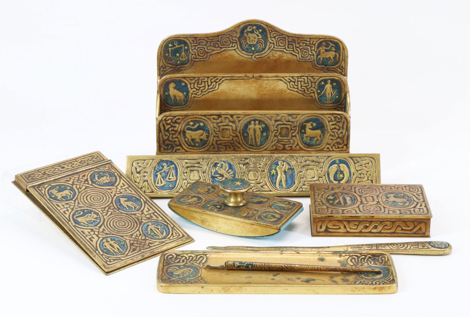 Tiffany Studios Zodiac Desk Set Accessories (1 of 8)