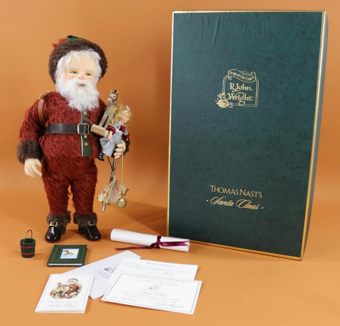 R. JOHN WRIGHT.: MIB 2003 16" Thomas Nast's "Santa Claus", 295/500. Condition: (1) corner of lid is split.
