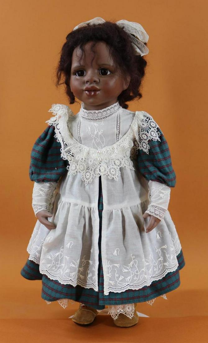 ARTIST DOLL(S).: 18" All original "Columbine #8" doll by artist Jan Galperin marked Galperin (copyright) 1992. Jan was the primary mold maker/sculptor for the Franklin Mint for over a decade. Then in the 1990's, she d
