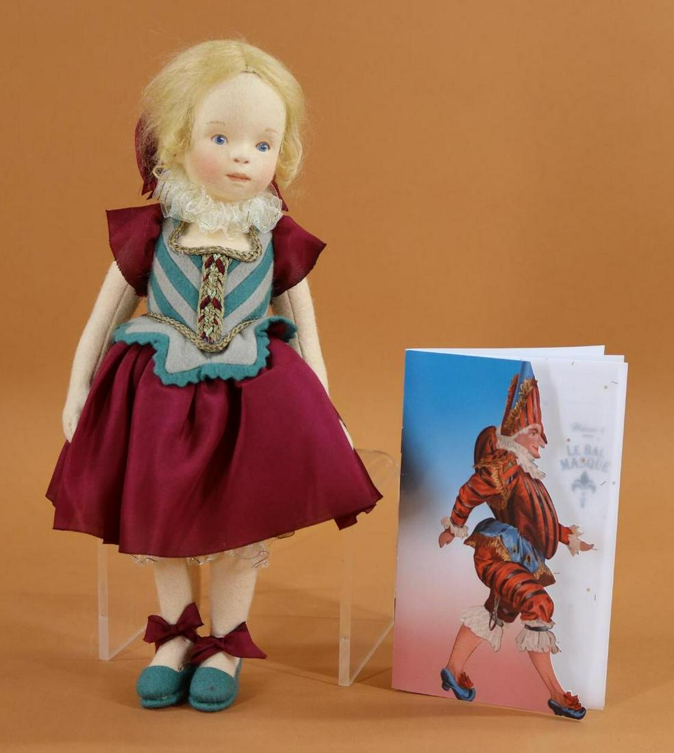 R. JOHN WRIGHT: MIB 12" "Musette" Candy Container, the UFDC New Orleans 2003 Souvenir. The booklet from the convention Le Bal Masque is included. .