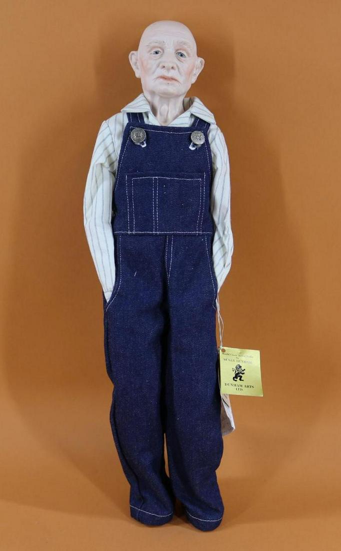ARTIST DOLLS.: 21" 1984 Tagged all original "The Old Man" by artist Susan Dunham, OR. Dunham Arts, Ltd. Ltd. Ed. 12/24. Deep bisque shoulder head. Molded, painted features but, he has real lashes, some brows and nos