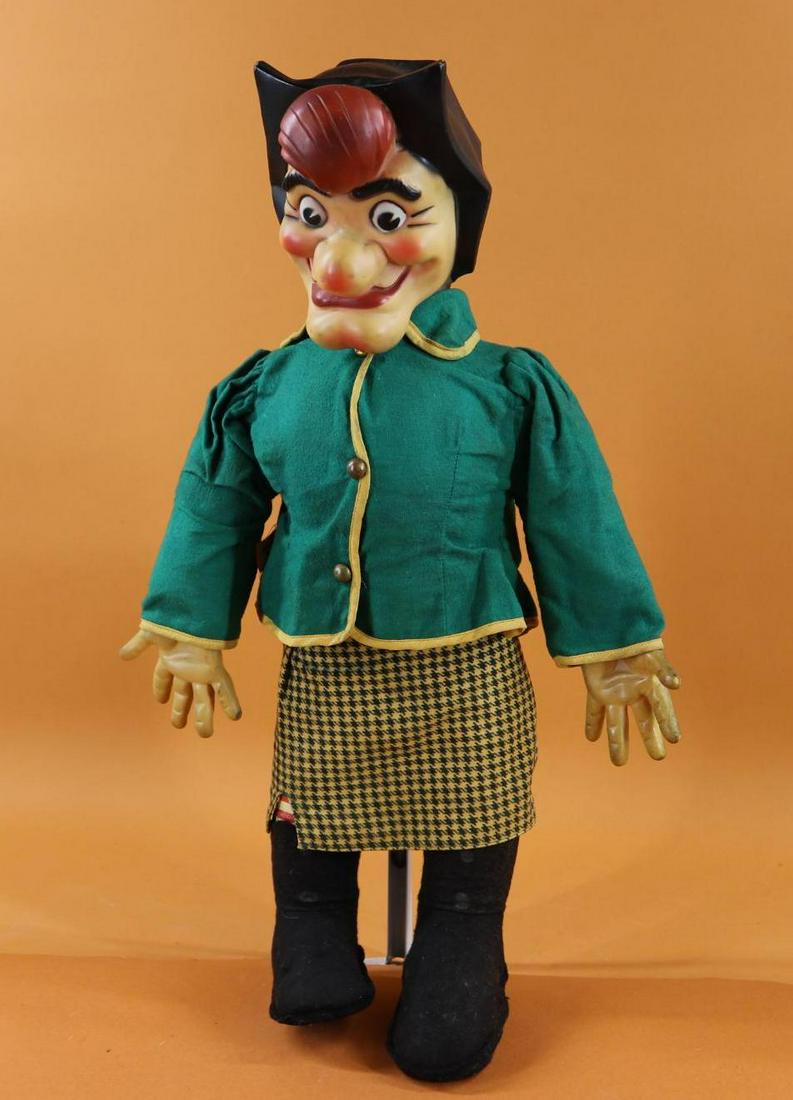 COMIC/MOVIE CHARACTER(S).: 21" All original "MAMMY YOKUM" doll. Marked BABY BARRY DOLL (copyright) 1957 on back of head. Tag on clothes - AL CAPP DOGPATCH FAMILY. Vinyl head and hands. Head has molded/painted features, hat. Clo