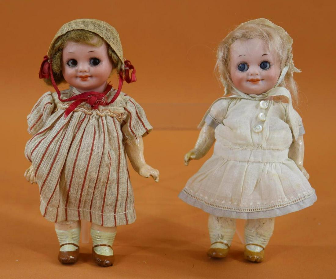 ANTIQUE BISQUE HEAD DOLLS, 12" UNDER. (1 of 13)