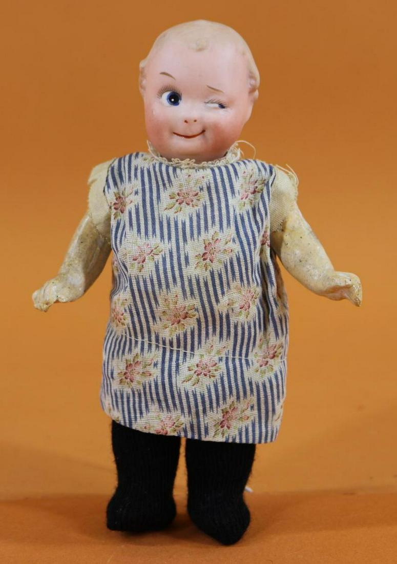 ANTIQUE BISQUE HEAD DOLLS, 12" UNDER. (1 of 6)