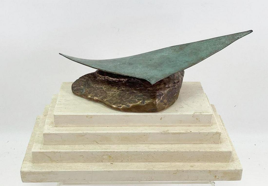 Xavier Corbero (1935 - 2017): Sculpture, titled "Bird of Hope", numbered 9/30, from the "Creative Artists Network 15th Anniversary". Sculpture measures 4.5"h x 15.75"w x 5"d, base only measures 4.5"h x 16.5"w x 7.25"d **Please Not