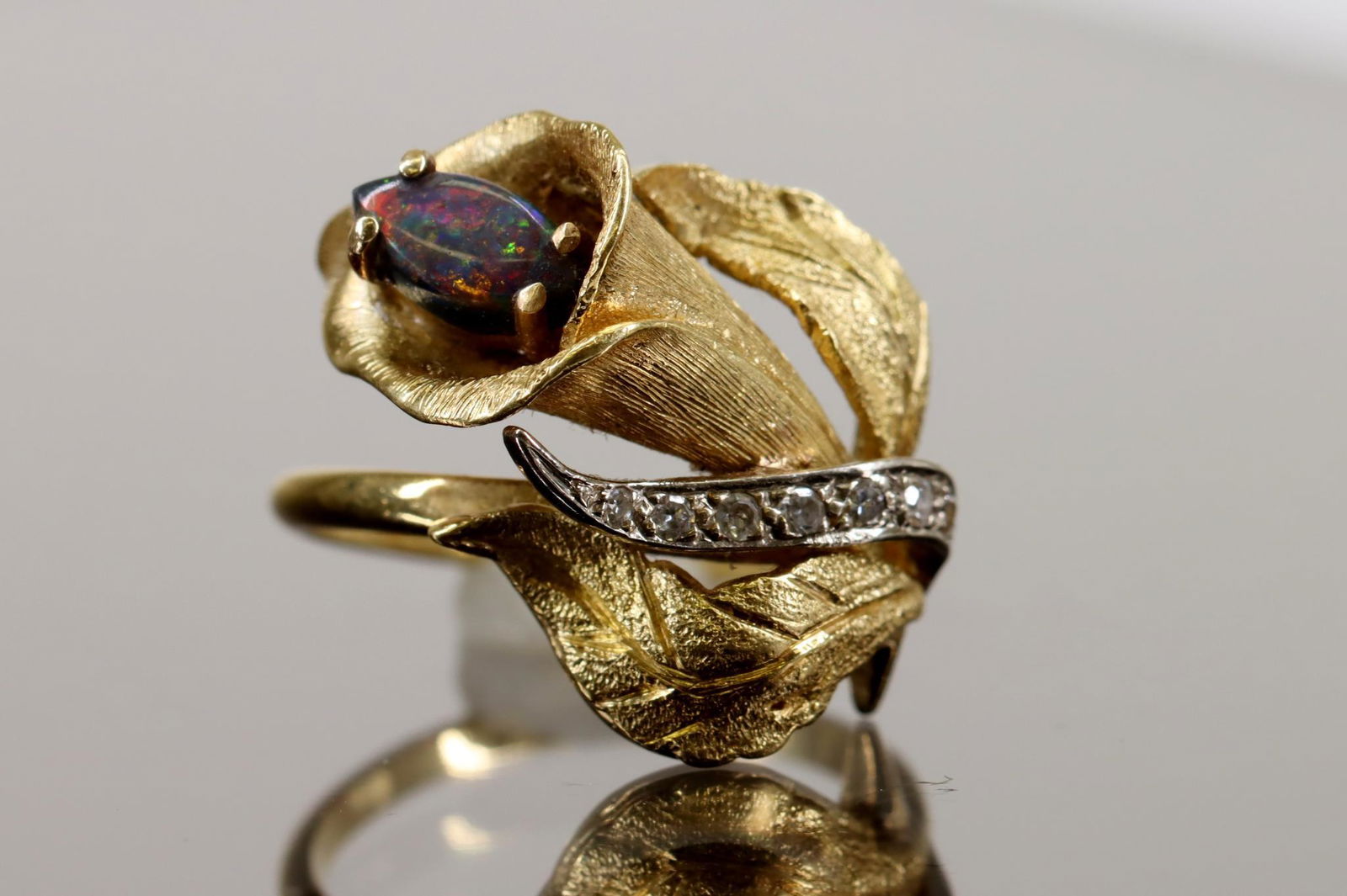 14KY Gold Black Opal Diamond Ring (1 of 3)