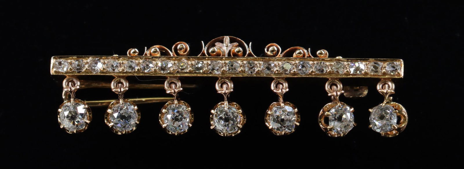 14K Rose Gold Diamond Bar Pin (1 of 5)