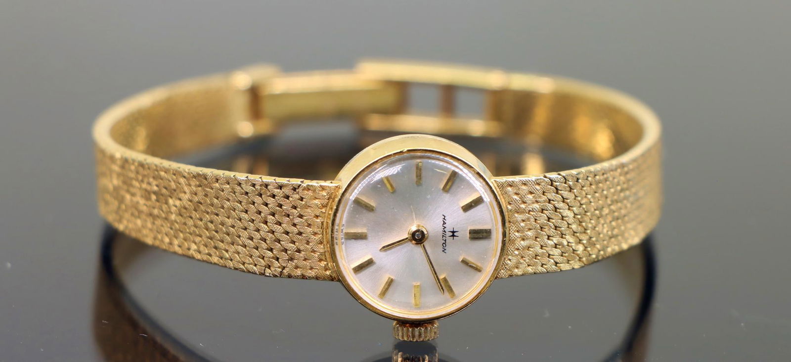 18k Yellow Gold Ladies Hamilton Wrist Watch (1 of 6)