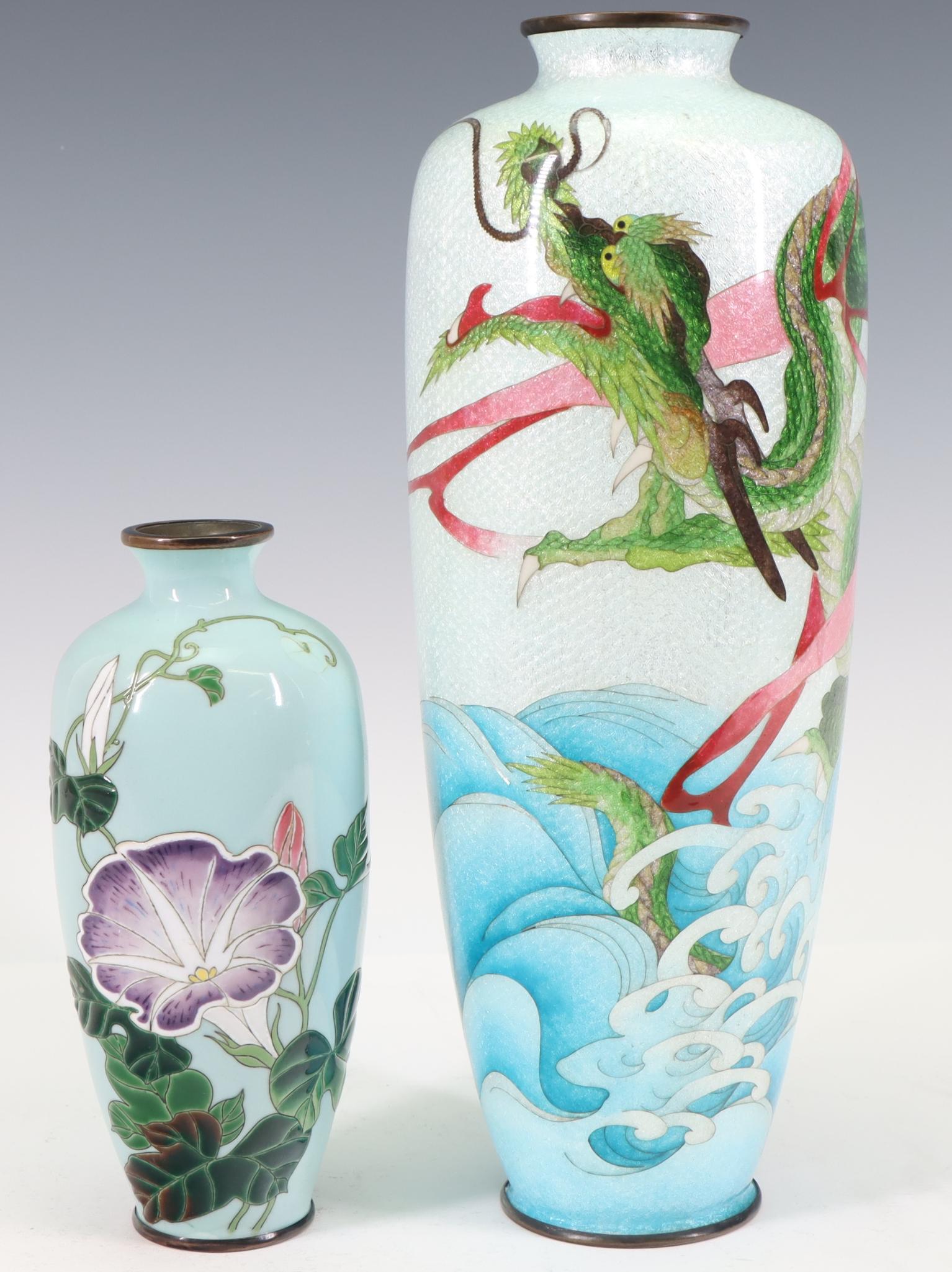 Japanese Ginbari and Moriage Cloisonne Vases by Kumeno (1 of 10)