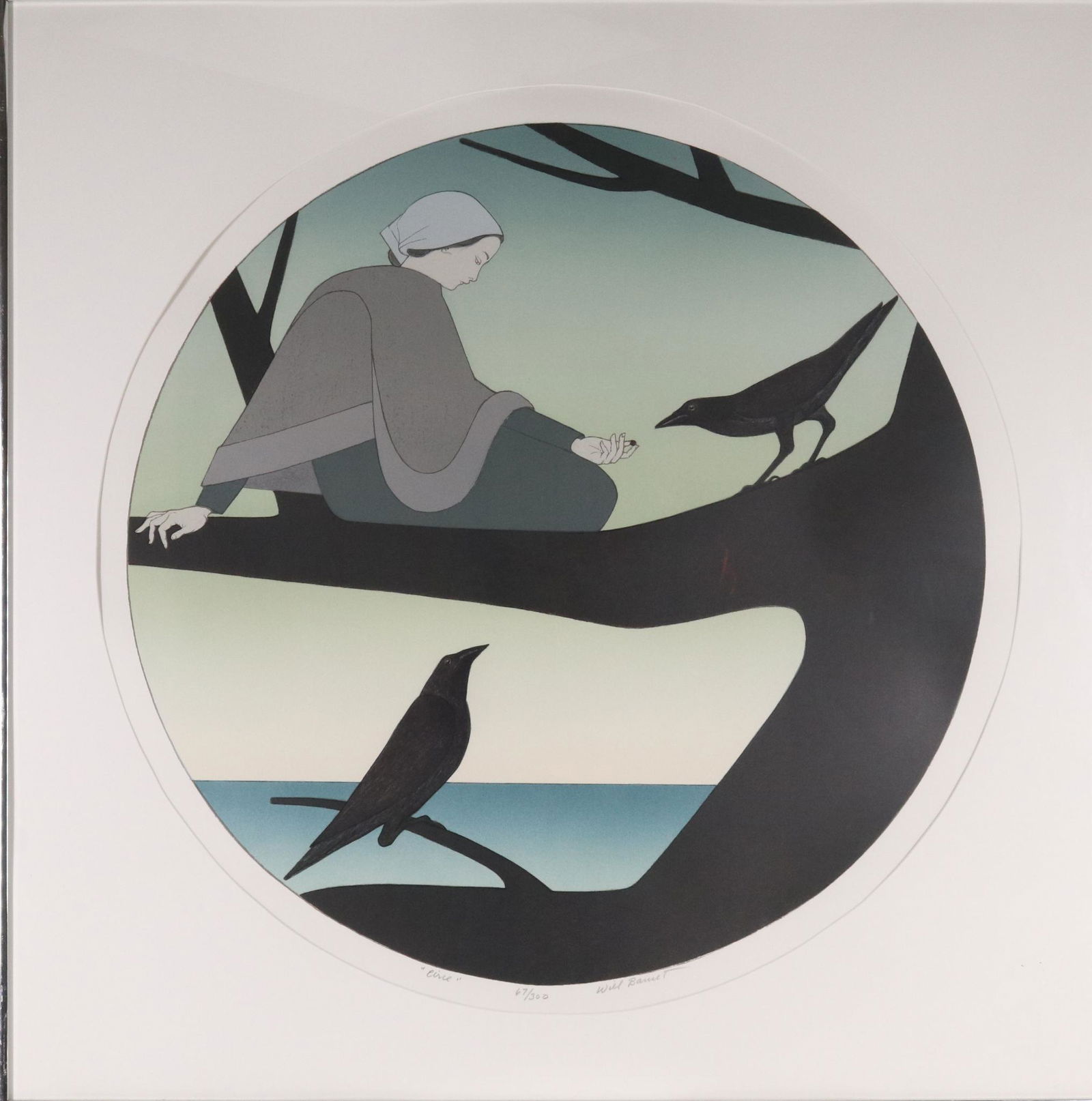 Will Barnet (1911-2012): Serigraph, "Circe", pencil signed lower right, #67/300. 29” round and 35.5”h x 35.5”w framed **Please Note: This item is NOT eligible for in-house shipping. Please refer to the terms