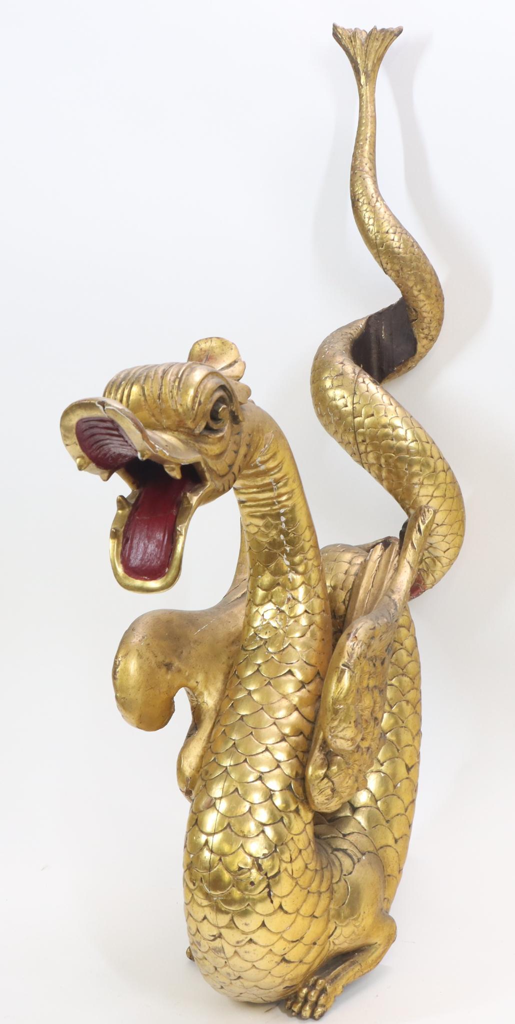 Gilt Gesso Dragon Lantern Holder (1 of 16)
