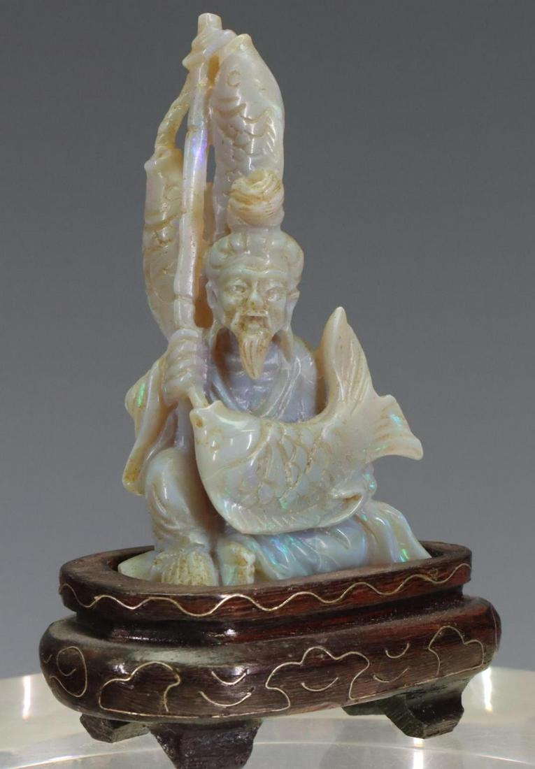 Chinese Carved Opal Fisherman (1 of 11)
