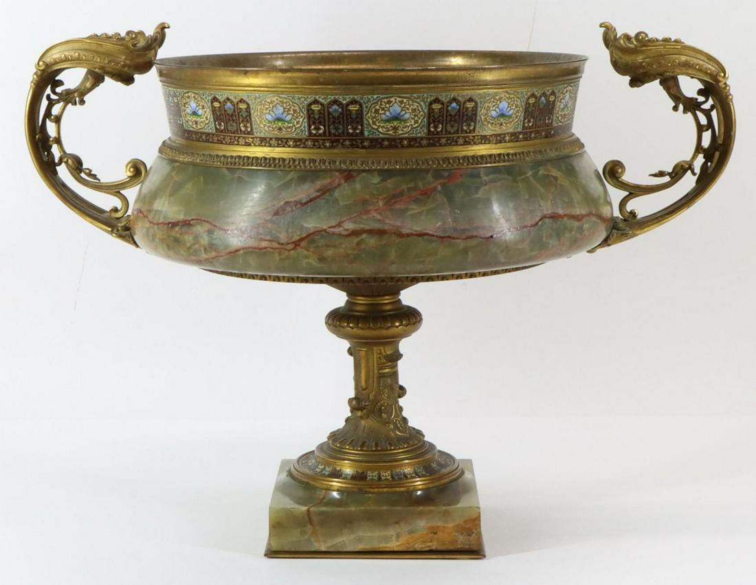 French Champleve and Onyx Centerpiece Urn (1 of 6)