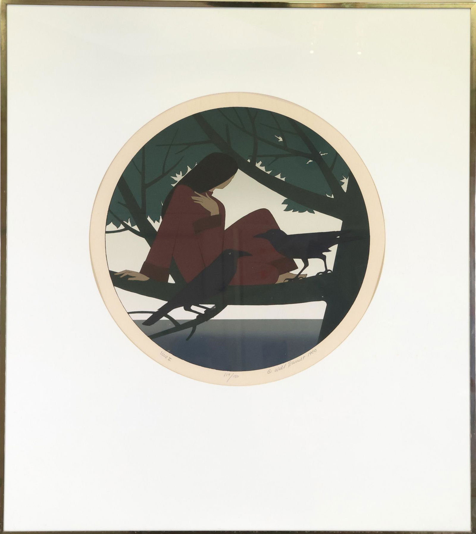 Will Barnet (1911-2012): Screenprint, "Circe#", pencil signed lower right 1980, 119/150. 20"round sight and 36"h x 32"w framed **Please Note: This item is NOT eligible for in-house shipping. Please refer to the terms and cond