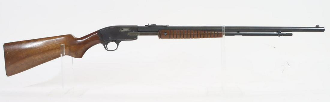 Sears, Roebuck Ranger Model 102.25 Pump Action Rifle: 22S,L,LR, 24" bbl, NSN. 80% blue finish shows light freckling on most metal surfaces, good bore, wood stock and ribbed forearm show average handling. Good condition. 22-1841 C&R