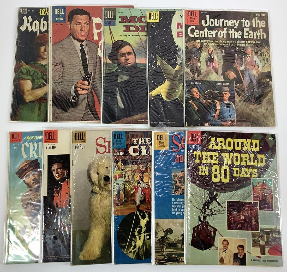 Golden Age Dell Comics: Golden Age Dell Comics, 11 total. Including King Richard and the Crusaders, Robin Hood, Peter Gunn, Moby Dick, Mars and Beyond, Journey To The Center Of The Earth, John Paul Jones, Shaggy Dog, The Big