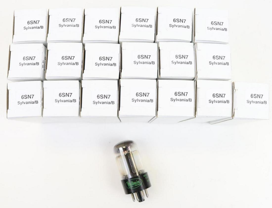 Vacuum Tubes, Sylvania: Vacuum Tubes, Sylvania CSN7, lot of 19, appears to be a mix or used and N.O.S. Each Tubes box is labeled with gain, GM, and noise values (see photos), rare.
