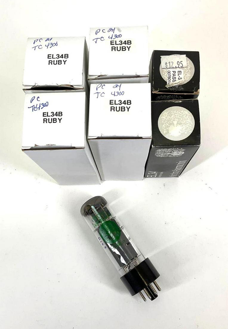 Vacuum Tubes, Ruby: Vacuum Tubes, Ruby EL34 (Russia), matched quad, examined and appear used in good condition.