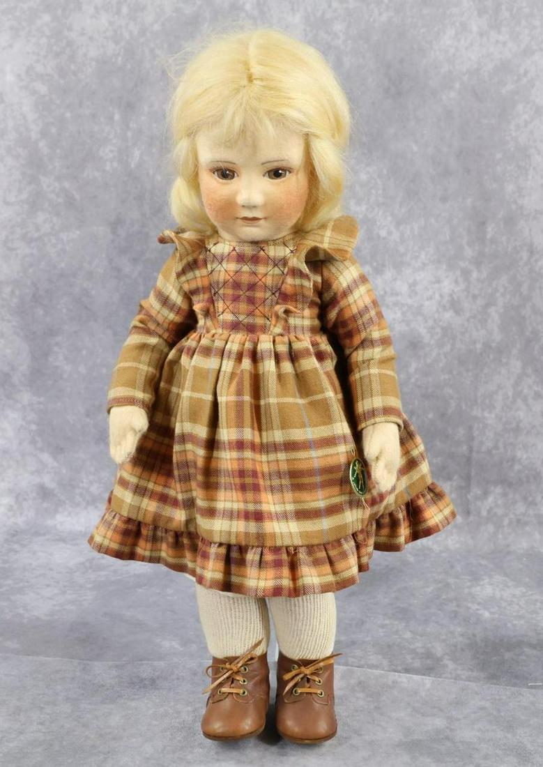 R. JOHN WRIGHT.: 17" 1981-1984 "Hannah" doll No. 66 - 250. No box. Tagged on back and NIADA tag on petticoat. **Please Note: In-house shipping is NOT available for the Doll auction. Please refer to the terms and condi