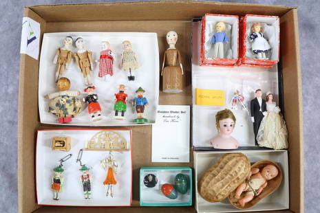 Lot 677: 27 Miniature China & Bisque Dolls w/ 3 Figures