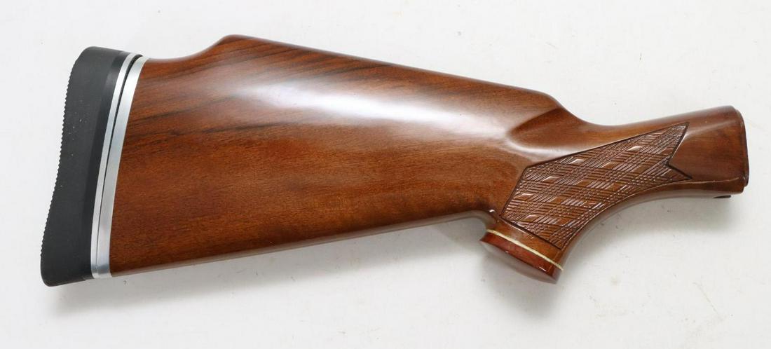 Sile Remington 870/1100 Trap Butt Stock: checkered wood trap style stock for Remington 870/1100 shotguns with Rosewood pistol grip cap and Kickeez adjustable recoil pad.