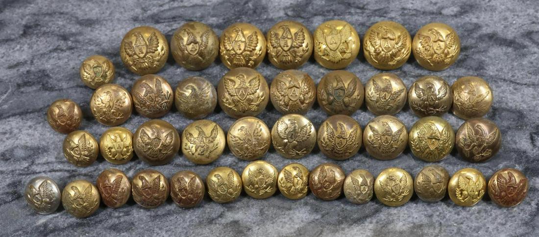 Collection of Eagle "A" 2-piece Artillery Buttons (1 of 8)