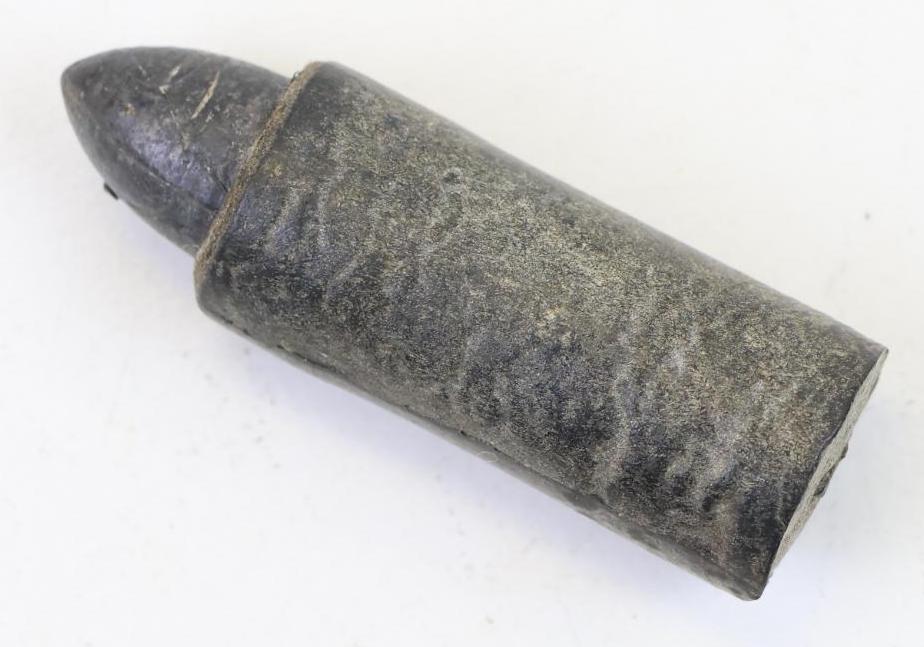 Civil War Smith Carbine "Rubber Case" Cartridge: Civil War .50 caliber "rubber case" cartridge as used with the Smith Carbine. Cartridge exhibits some slight surface abrasions but is solid. Provenance: Eugene T. Lomas collection. **Please Note: In-h