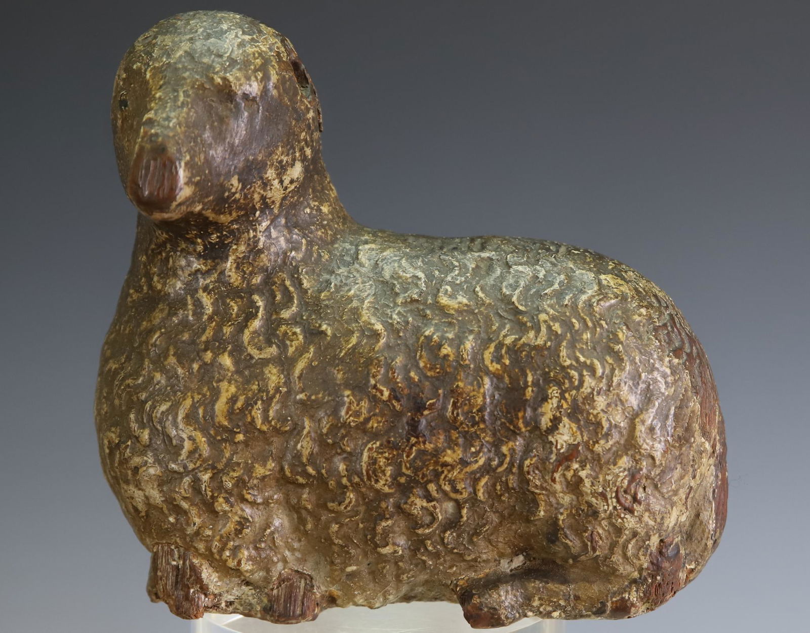 Gesso on Wood Sheep Figurine (1 of 3)