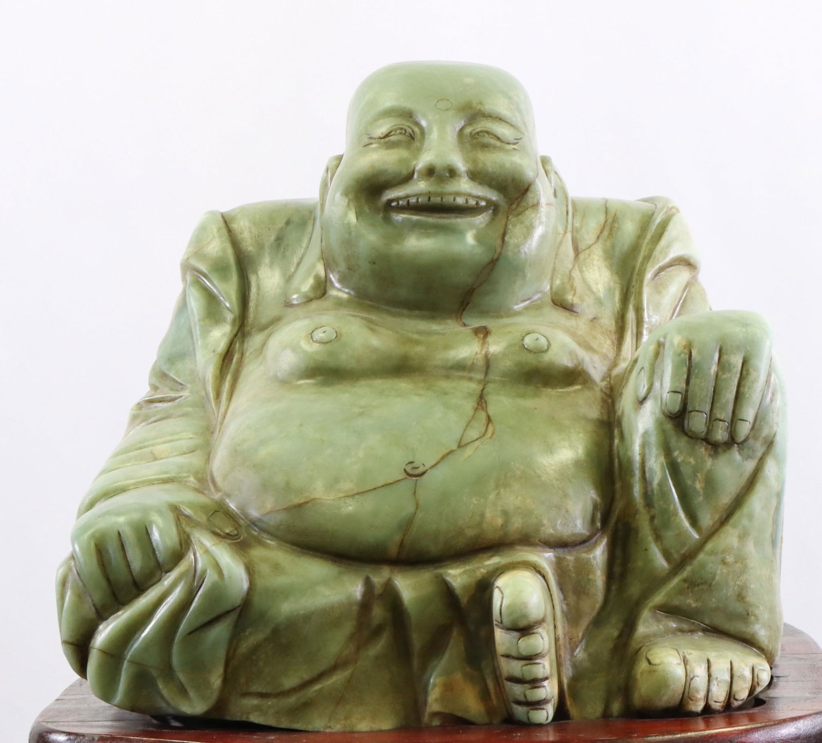 Large Chinese Carved Serpentine Jade Buddha (1 of 9)