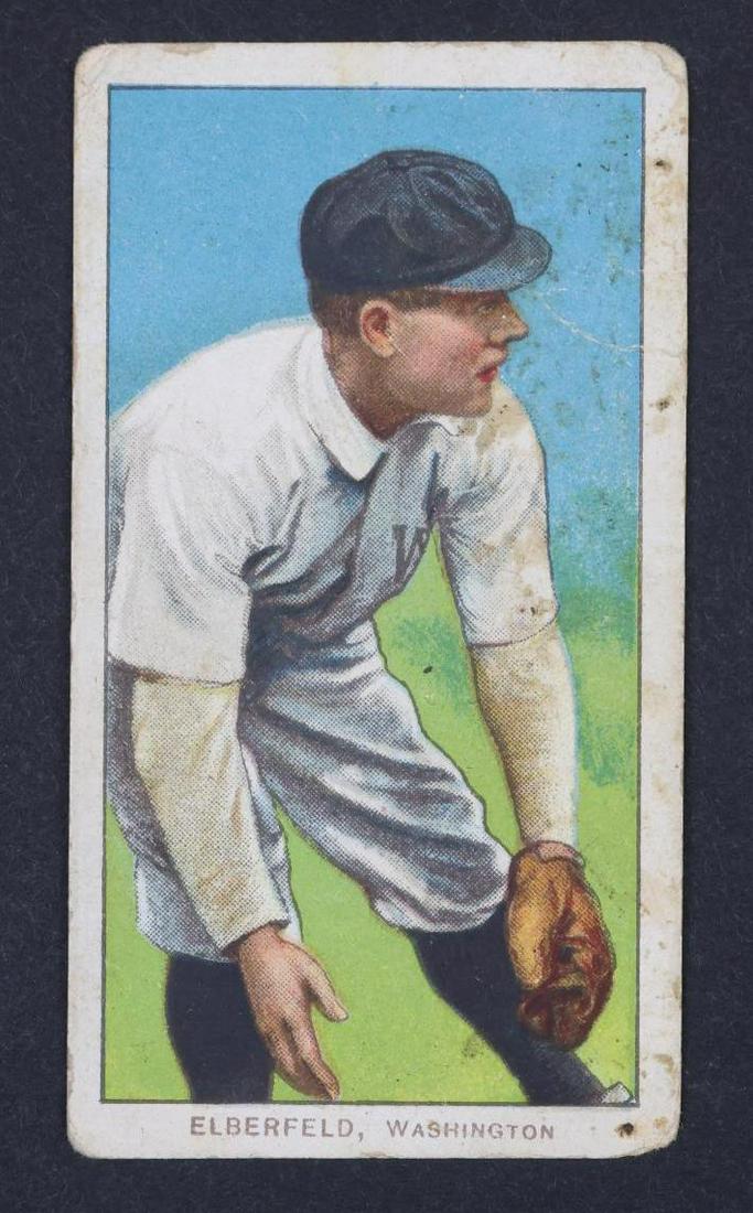 1909-11 T206 Red Elberfield White Border tobacco baseball card: 1909-11 T206 Red Elberfield "Washington, fielding" White Border Polar Bear tobacco baseball card â€‹â€‹â€‹â€‹â€‹â€‹â€‹**Please Note: In-house shipping is NOT availab
