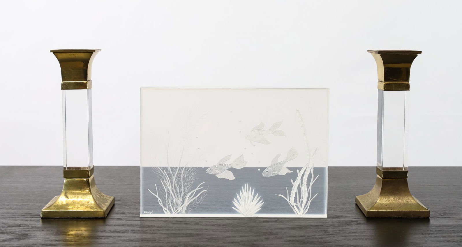 Lucite Candlesticks and Sculpture (1 of 9)