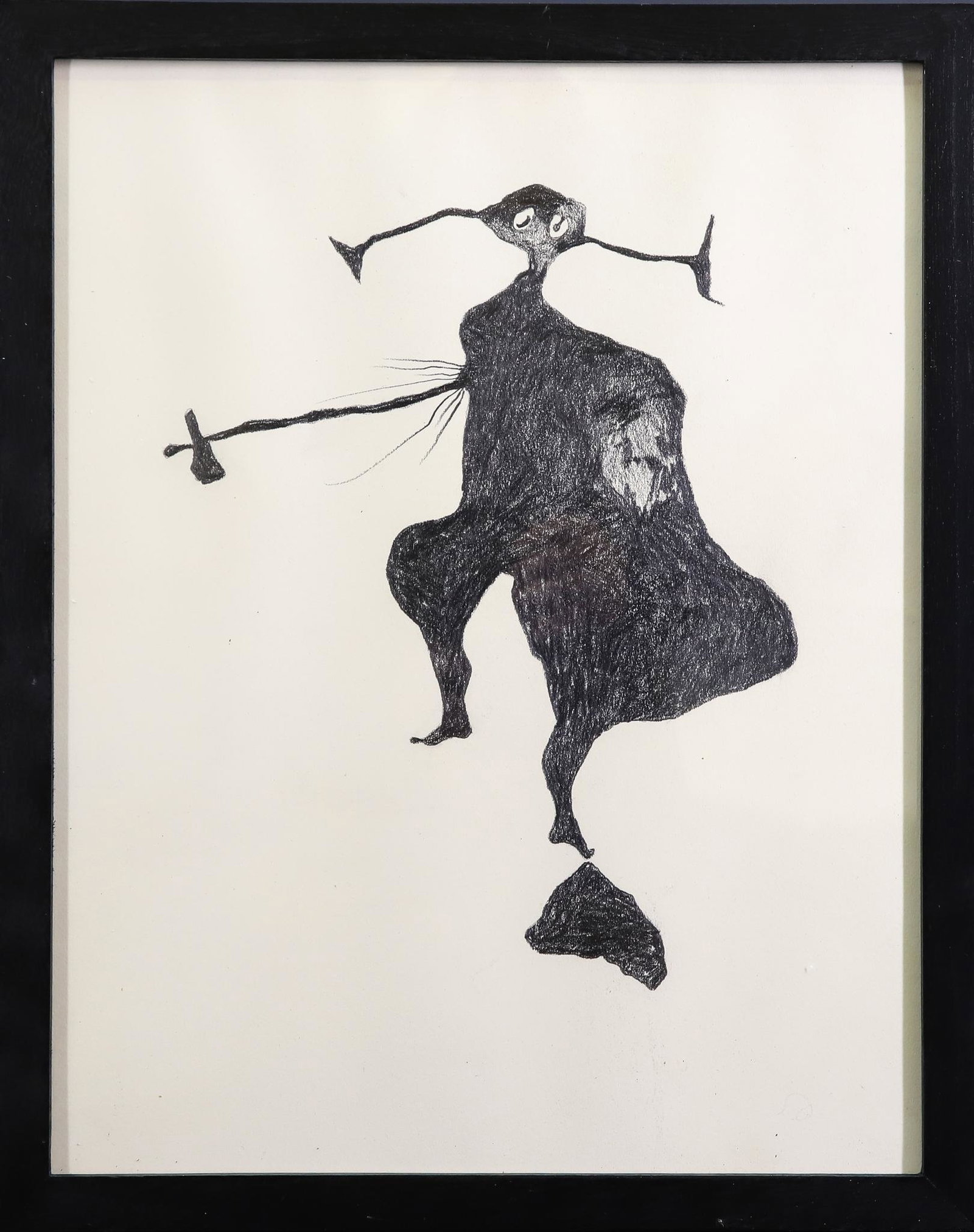 LaGardo Tackett (1911-1992): Graphite on paper, abstract figure, unsigned, purchased directly from the "Estate of Largardo Tackett". Reportedly exhibited at the Oliver Wolcott Library in Litchfield, CT in 1976. Wrinkling to paper