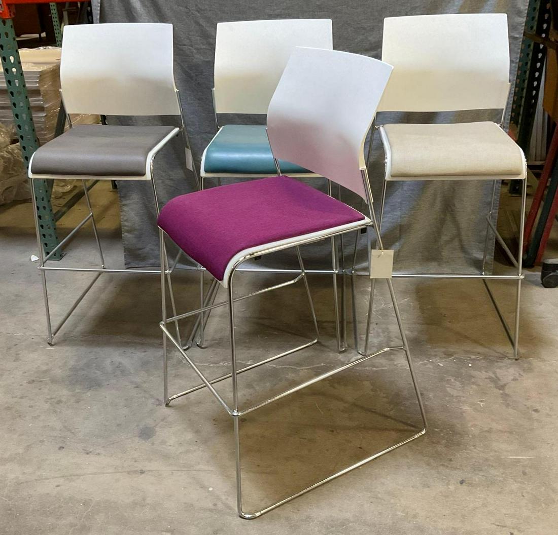 Bar-Height Stools: Four bar-height stools, 18"w x 26.5"d x 45.5"h with a 31" seat height.