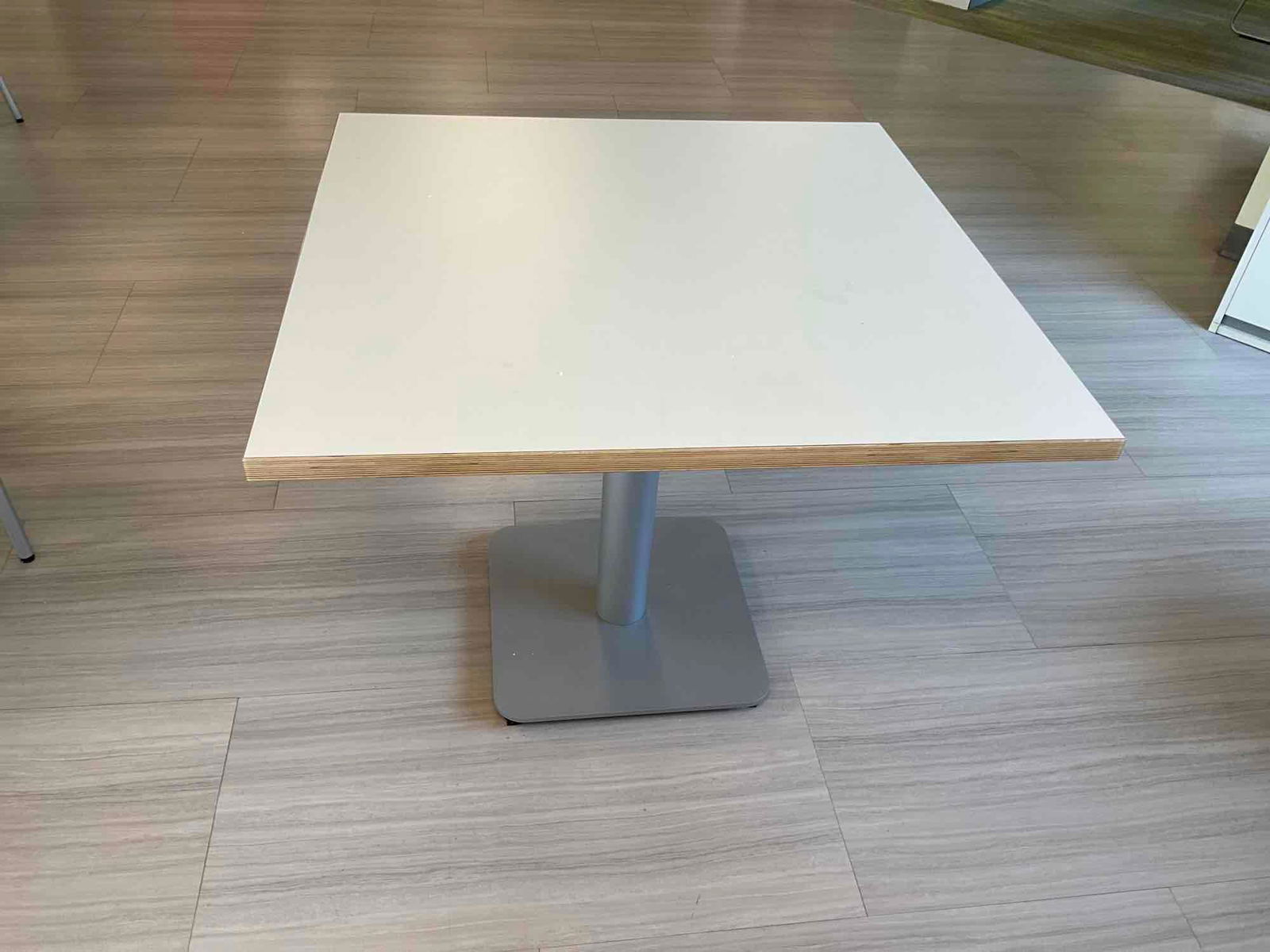 Cafe Table: Cafe table measuring 36"w x 36"d x 29.5"h. This lot is not eligible for Alderfer transport. Buyer is responsible for bringing all necessary help and tools to remove lot.